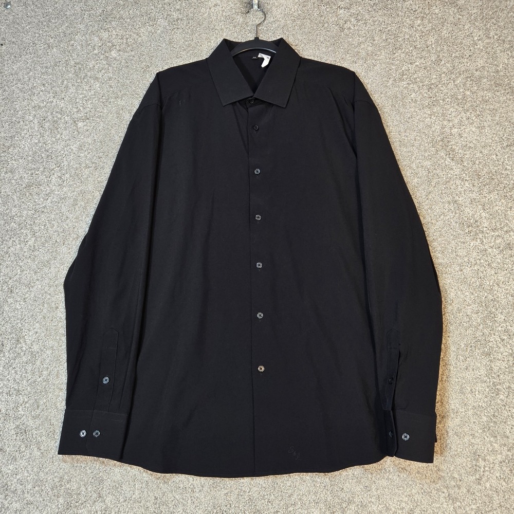 State & Liberty Black Shirt Men 46 (XL to 2XL) Long Sleeve Button Up performance